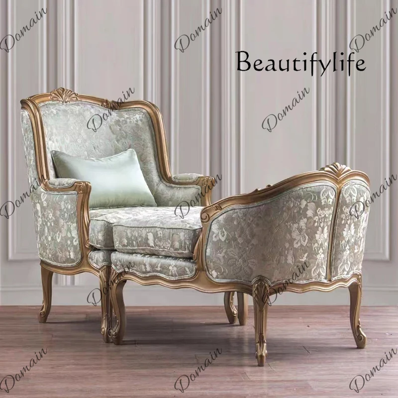 Sofas - French-style solid wood court-style decorative reclining