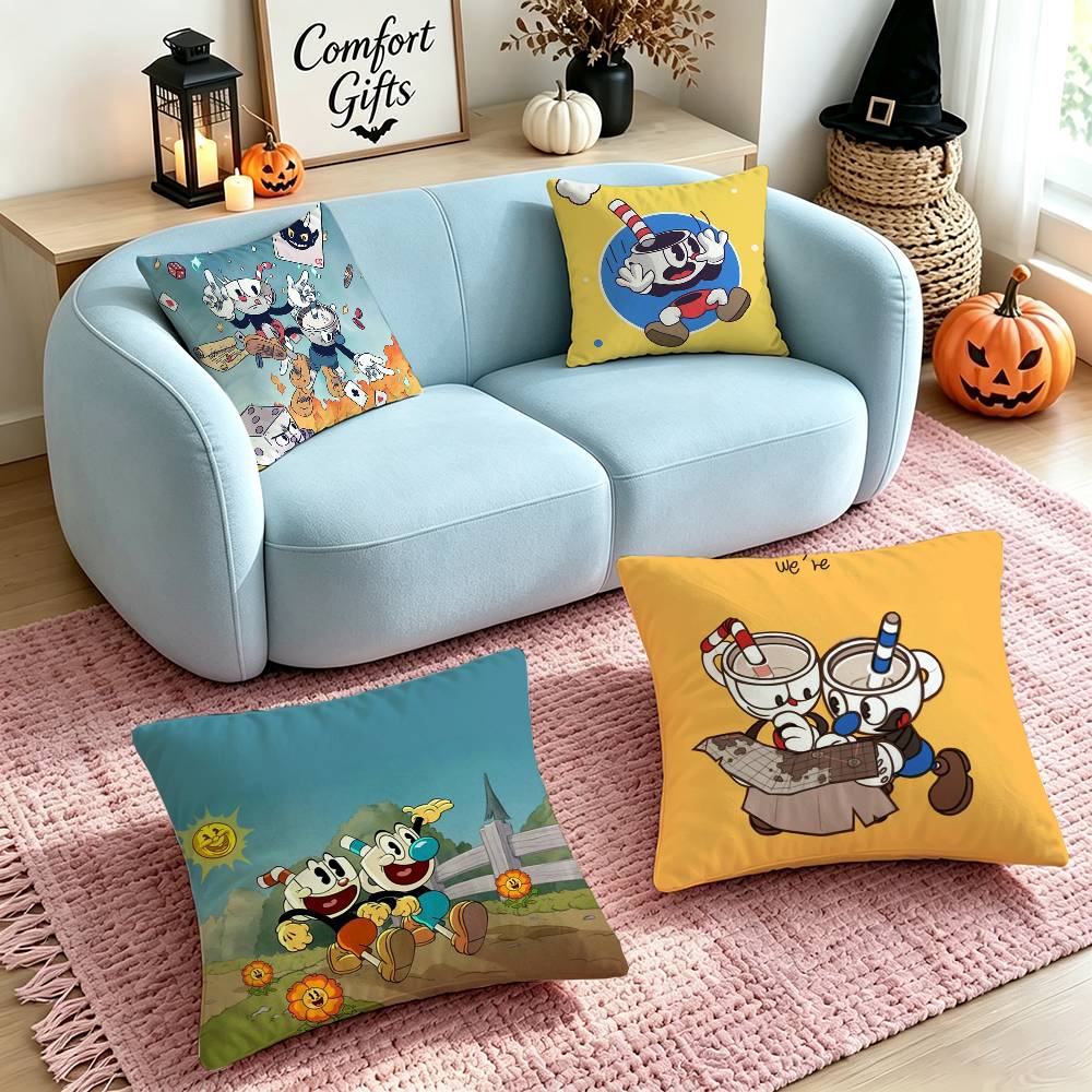Sofas - Retro cartoon game C-Cuphead Pillow Case