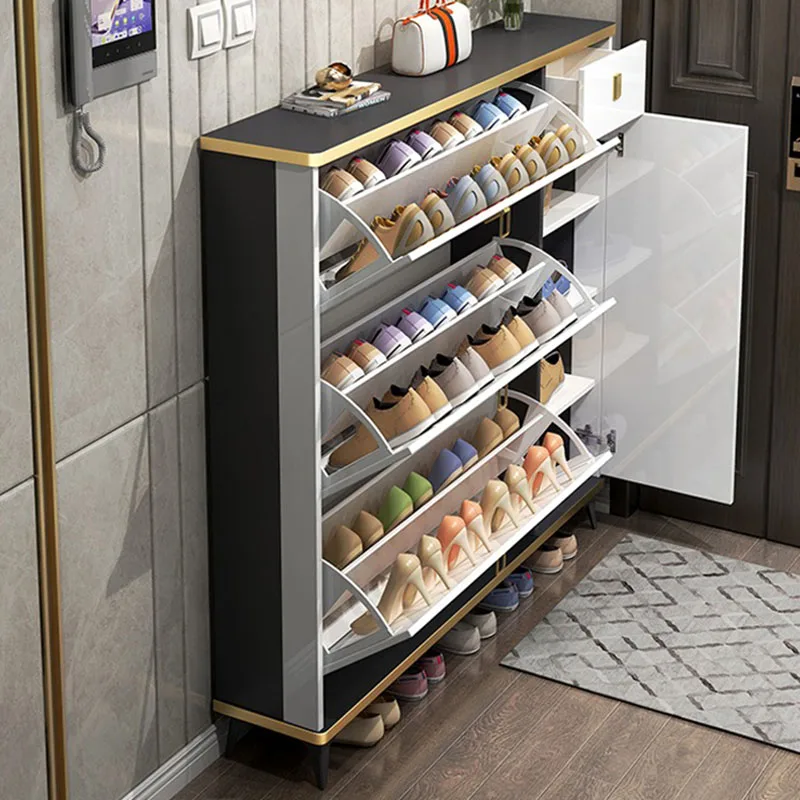 Ultra Thin Narrow Shoe Cabinet - Shoe Rack Cabinet Narrow Entryway 评论和价格
