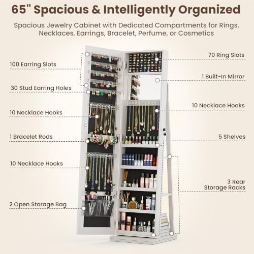 4-In-1 Jewelry Cabinet Jewelry - Full Length Mirror Jewelry Armoire 评论和价格