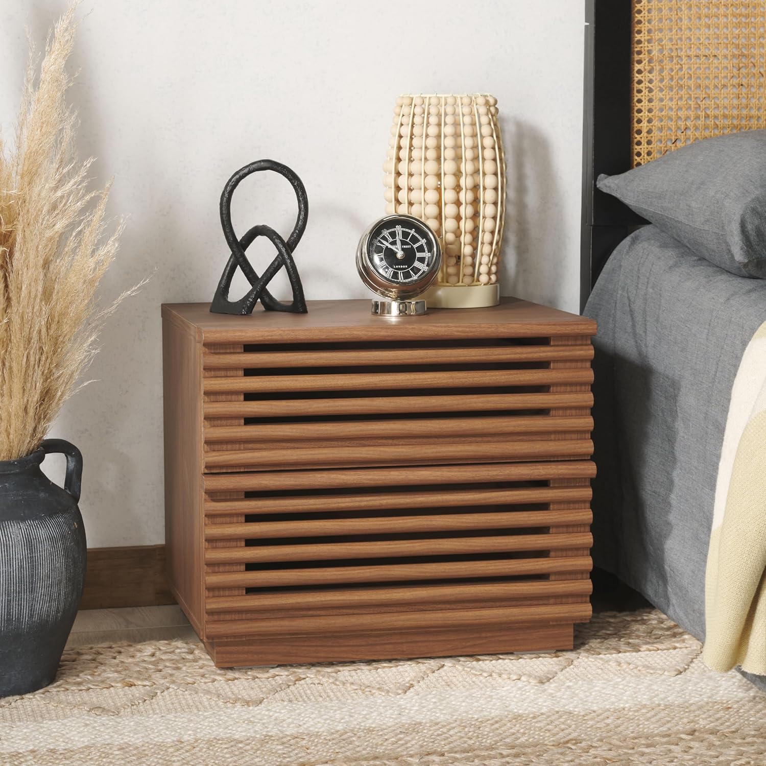 Averi Dark Walnut 2-Drawer Nig - Solid Wood Nightstand 2 Drawers 评论和价格
