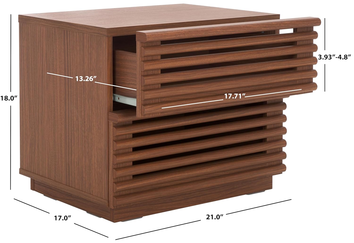 Averi Dark Walnut 2-Drawer Nig - Solid Wood Nightstand 2 Drawers 评论和价格