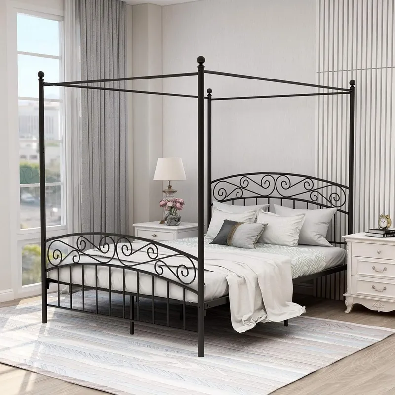 Queen Size Canopy Bed Frame Fo - Canopy Bed Frame Metal Queen 评论和价格
