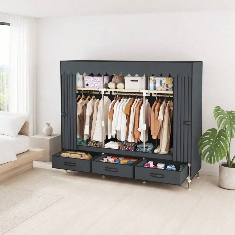 Portable Wardrobe Closet with  - Wardrobe Closet Portable Fabric Cover 评论和价格