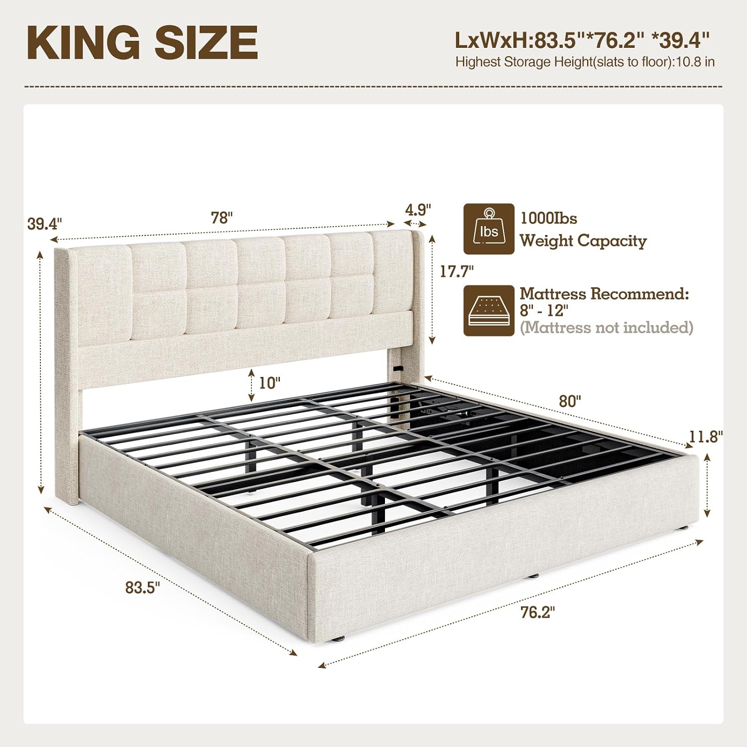 King Bed Frame Hydraulic Gas L - Gas Lift Storage Bed Hydraulic 评论和价格