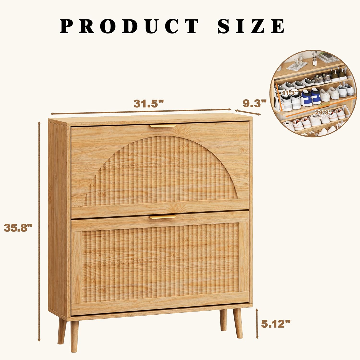 Wood Shoe Cabinet 2 Flip Drawe - Shoe Rack Cabinet Narrow Entryway 评论和价格