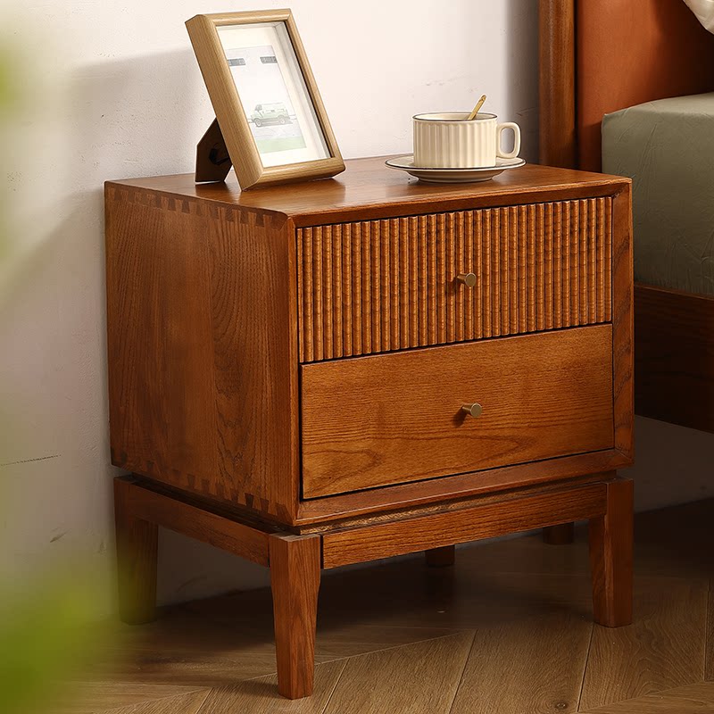 Retro Solid Wood Nightstands,F - Solid Wood Nightstand 2 Drawers 评论和价格