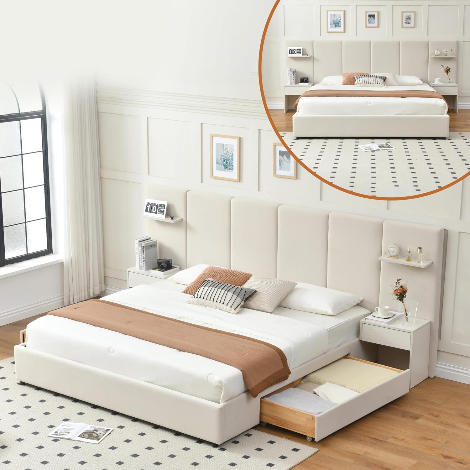 King Size Bed Frame with Stora - King Size Bed Frame With Storage Drawers 评论和价格