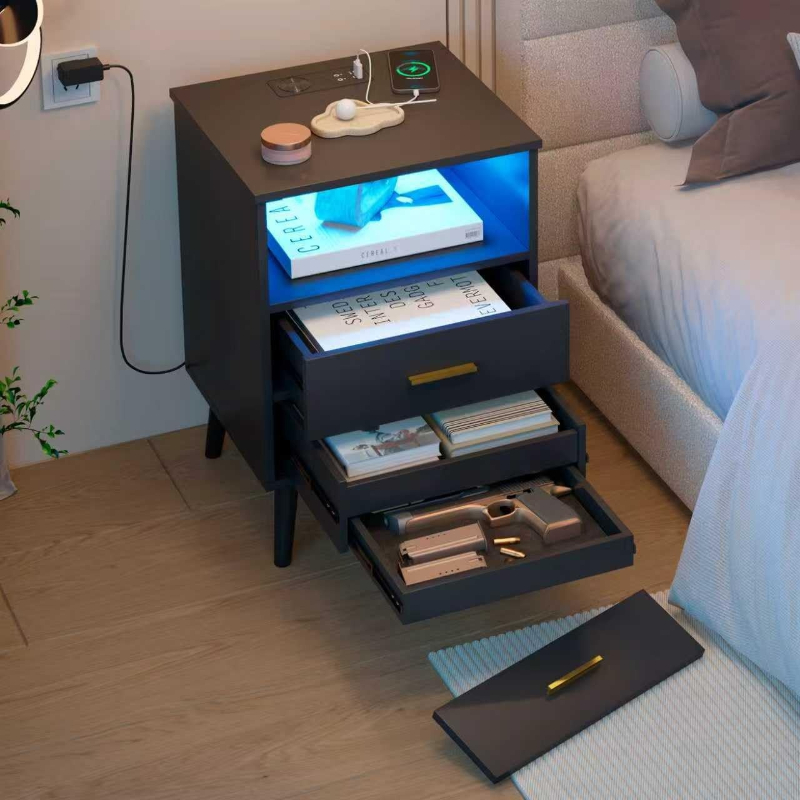 Night Stand with Drawer Chargi - Solid Wood Nightstand 2 Drawers 评论和价格