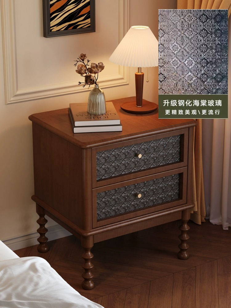 Vintage Nightstands Printed Gl - Solid Wood Nightstand 2 Drawers 评论和价格