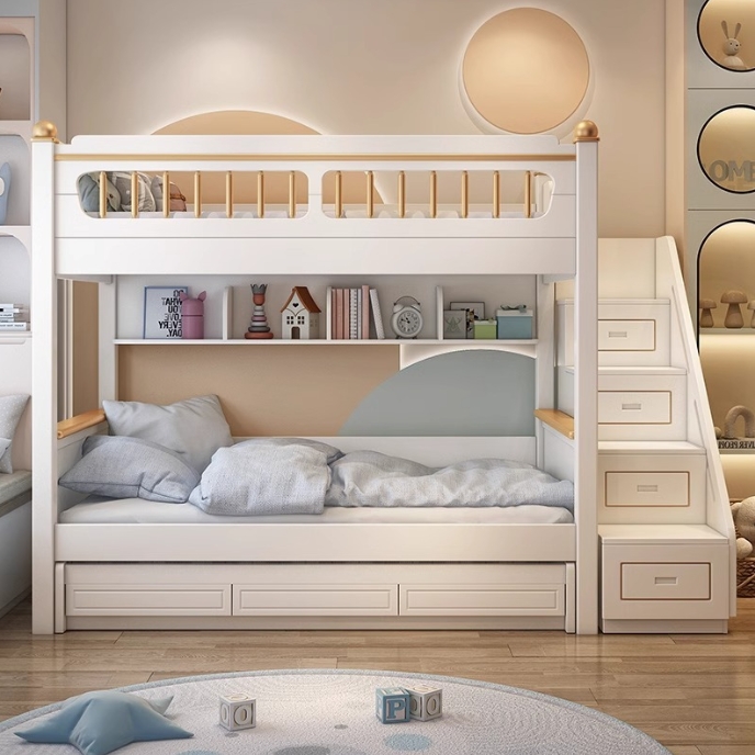 ！@Kids Bedroom Furniture Solid - Bunk Bed With Stairs And Slide 评论和价格