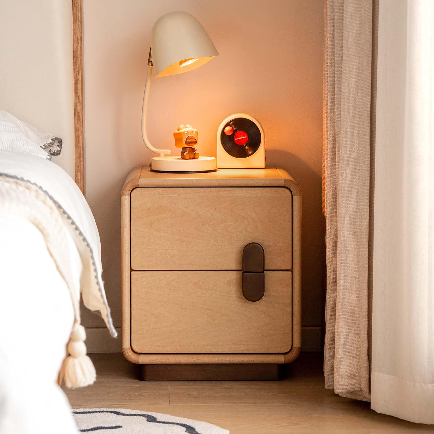 Solid Wood 2-Drawer Nightstand - Solid Wood Nightstand 2 Drawers 评论和价格