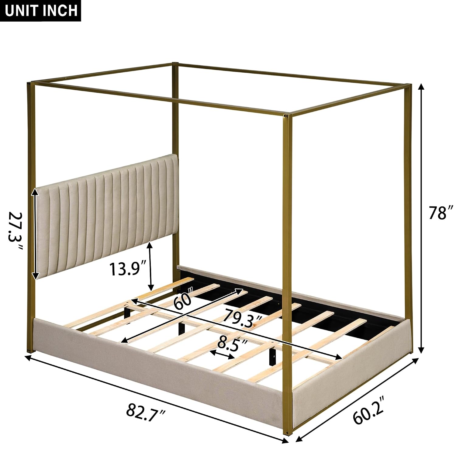 Modern 4-Poster Canopy Bed Que - Canopy Bed Frame Metal Queen 评论和价格