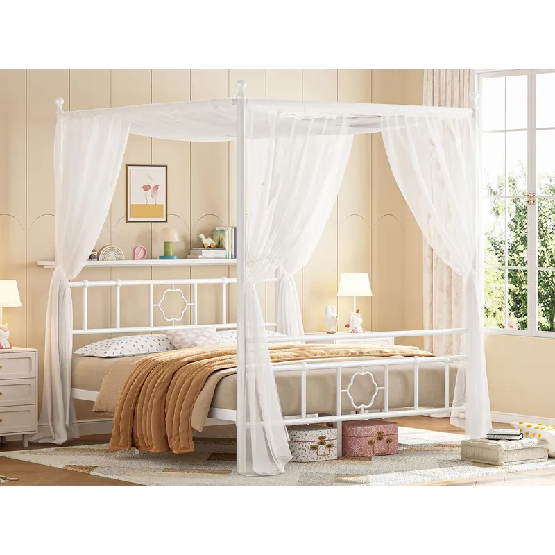 Queen Canopy Bed Frame with St - Canopy Bed Frame Metal Queen 评论和价格