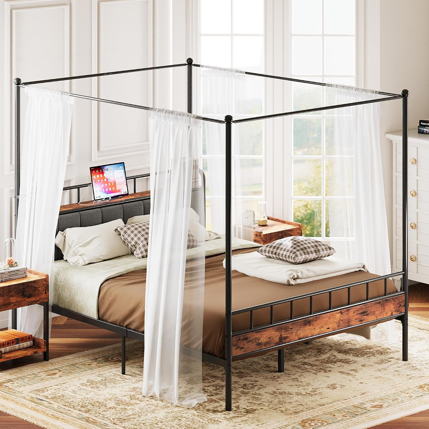 Queen Canopy Bed Frame Storage - Canopy Bed Frame Metal Queen 评论和价格