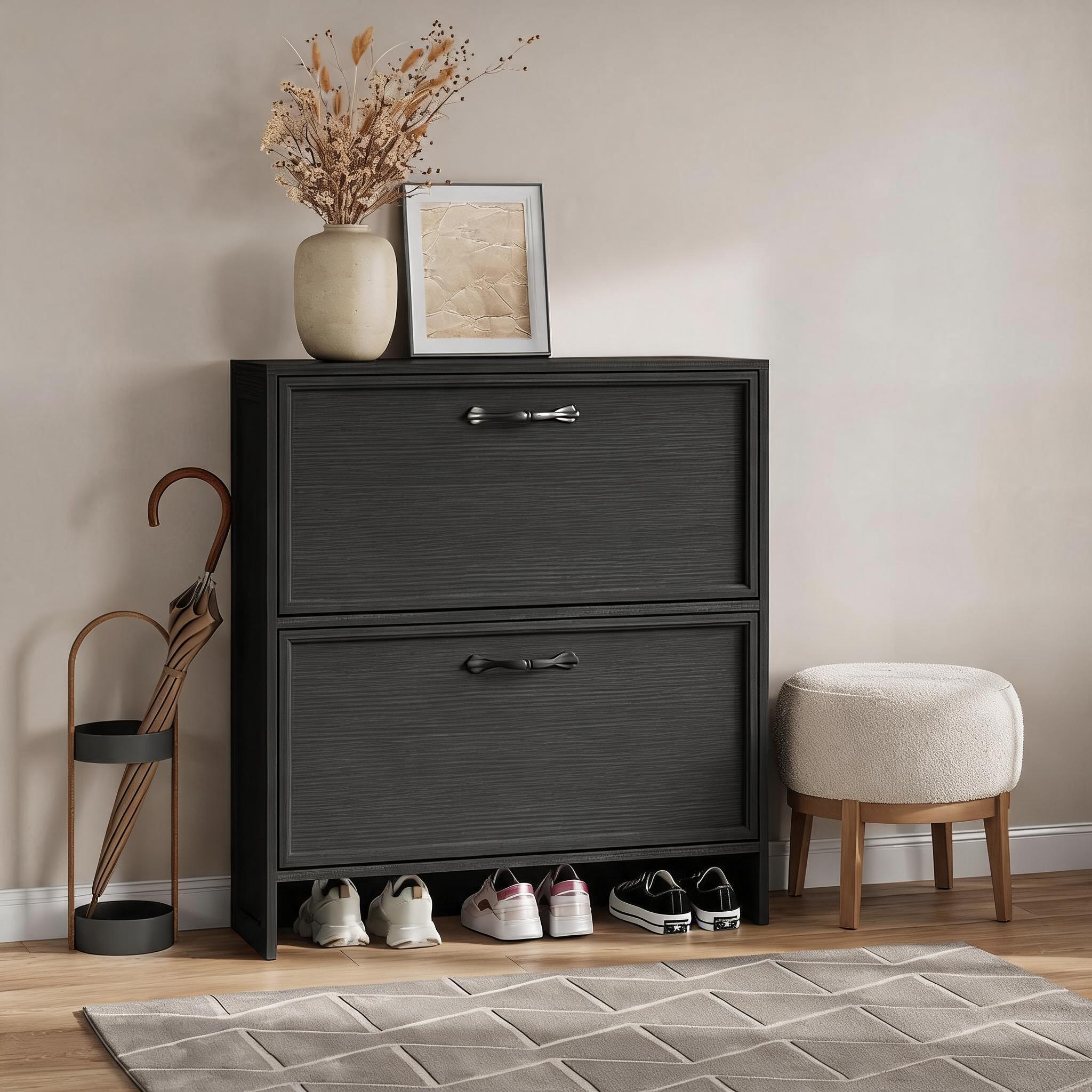 2 Flip Drawer Shoe Cabinet Wit - Shoe Rack Cabinet Narrow Entryway 评论和价格