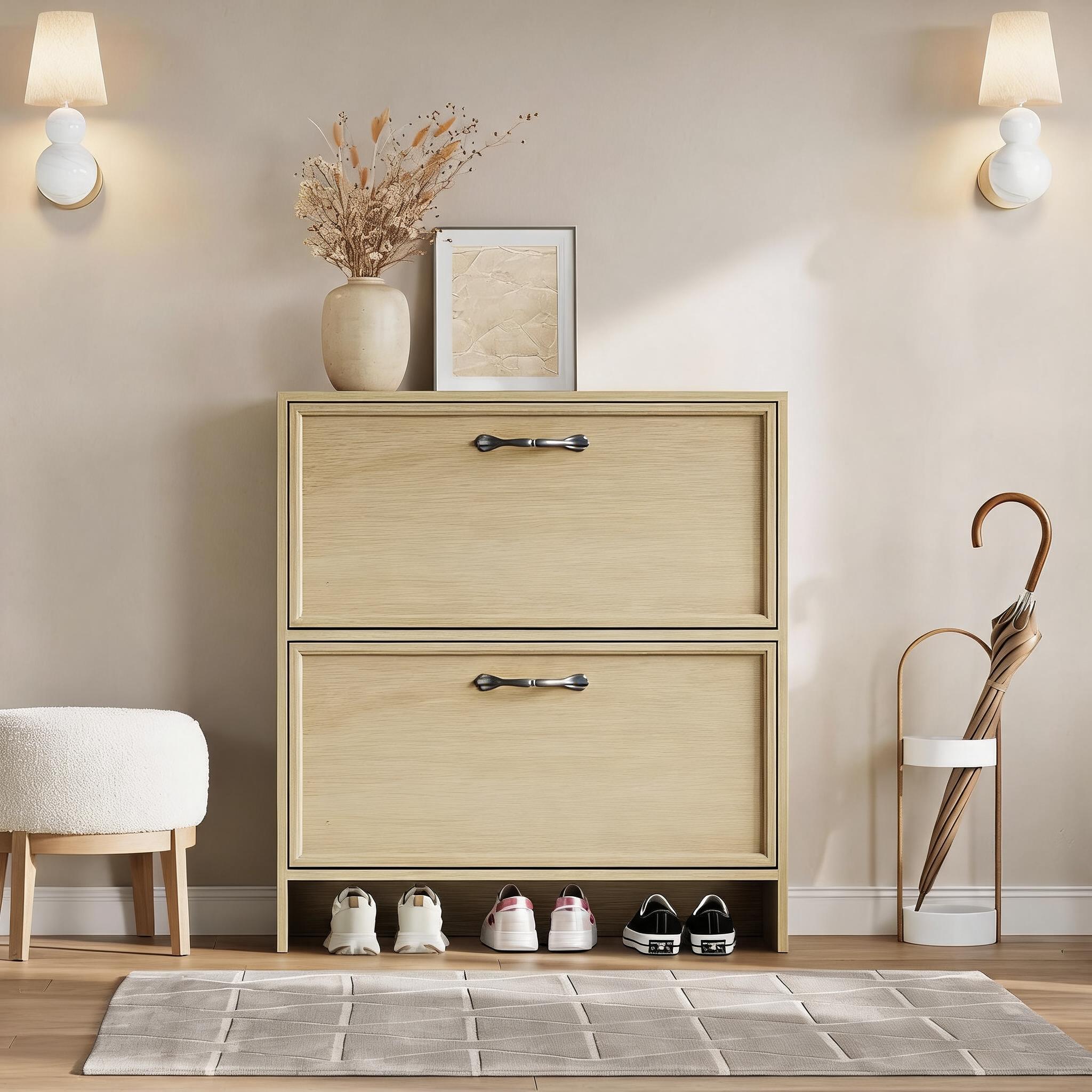 2 Flip Drawer Shoe Cabinet Wit - Shoe Rack Cabinet Narrow Entryway 评论和价格