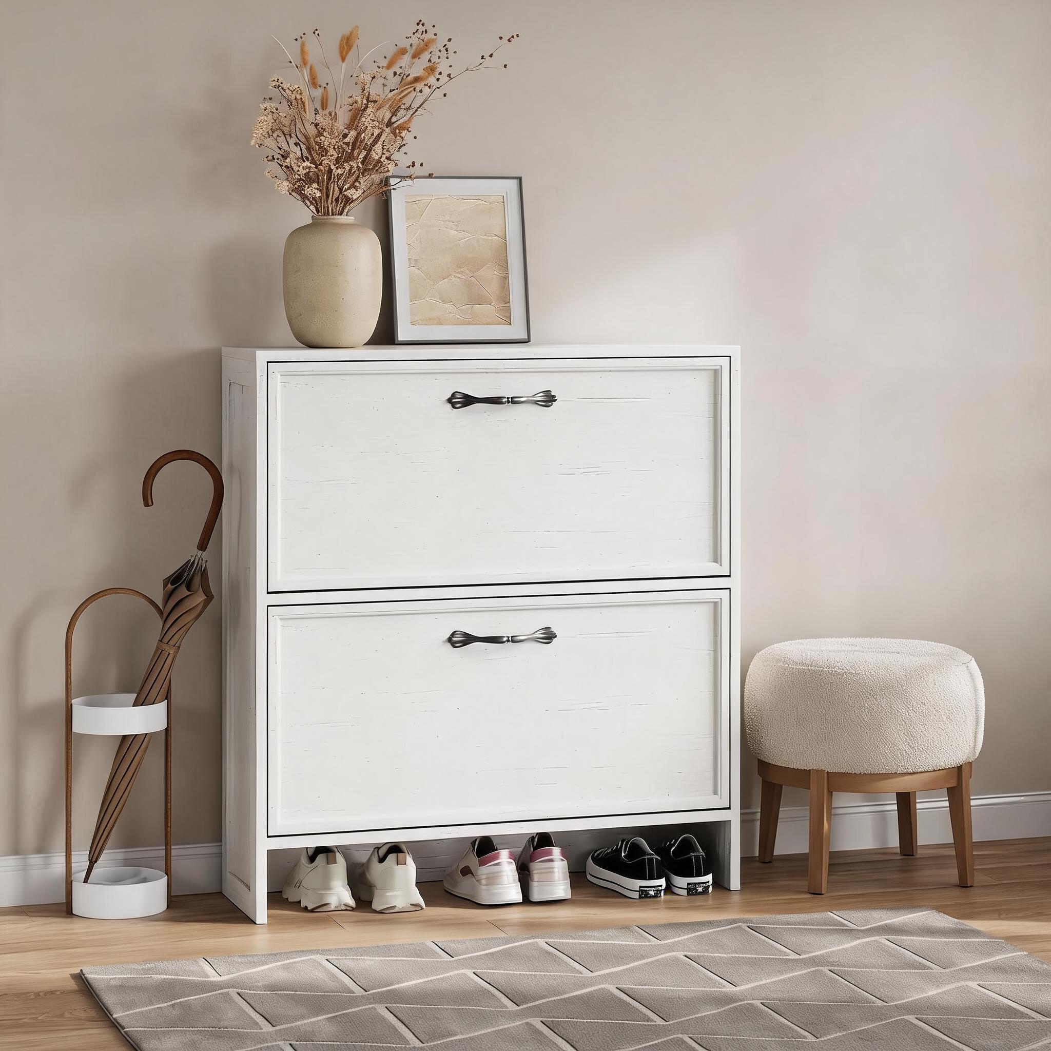 2 Flip Drawer Shoe Cabinet Wit - Shoe Rack Cabinet Narrow Entryway 评论和价格
