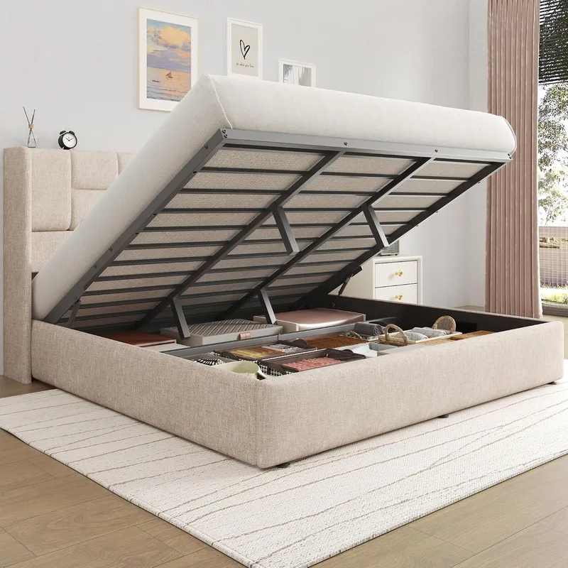 Bed Frame with Hydraulic Gas L - Gas Lift Storage Bed Hydraulic 评论和价格