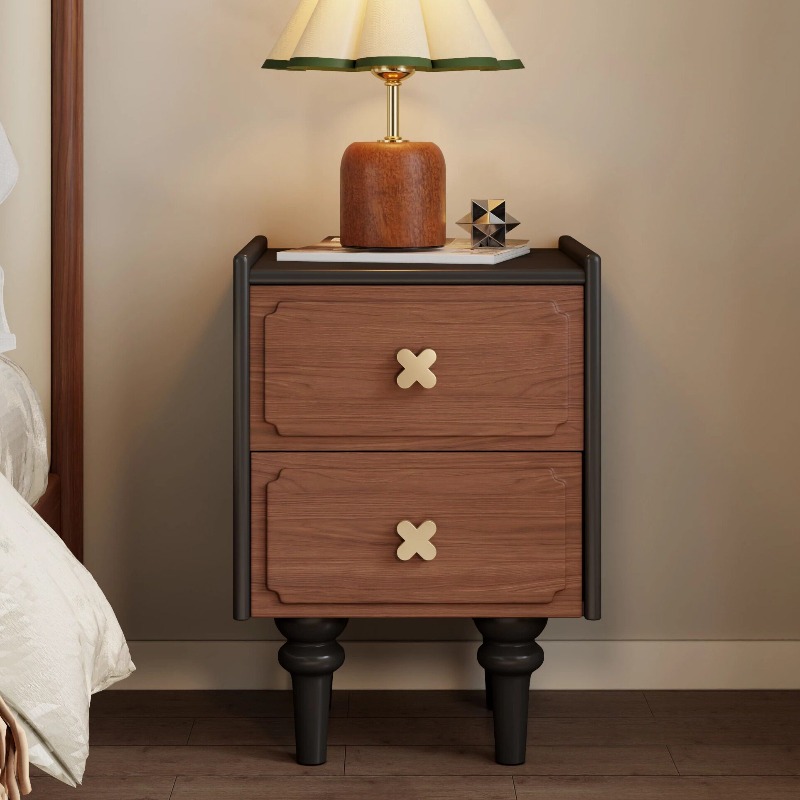 Home Furniture Solid Wood Blac - Solid Wood Nightstand 2 Drawers 评论和价格