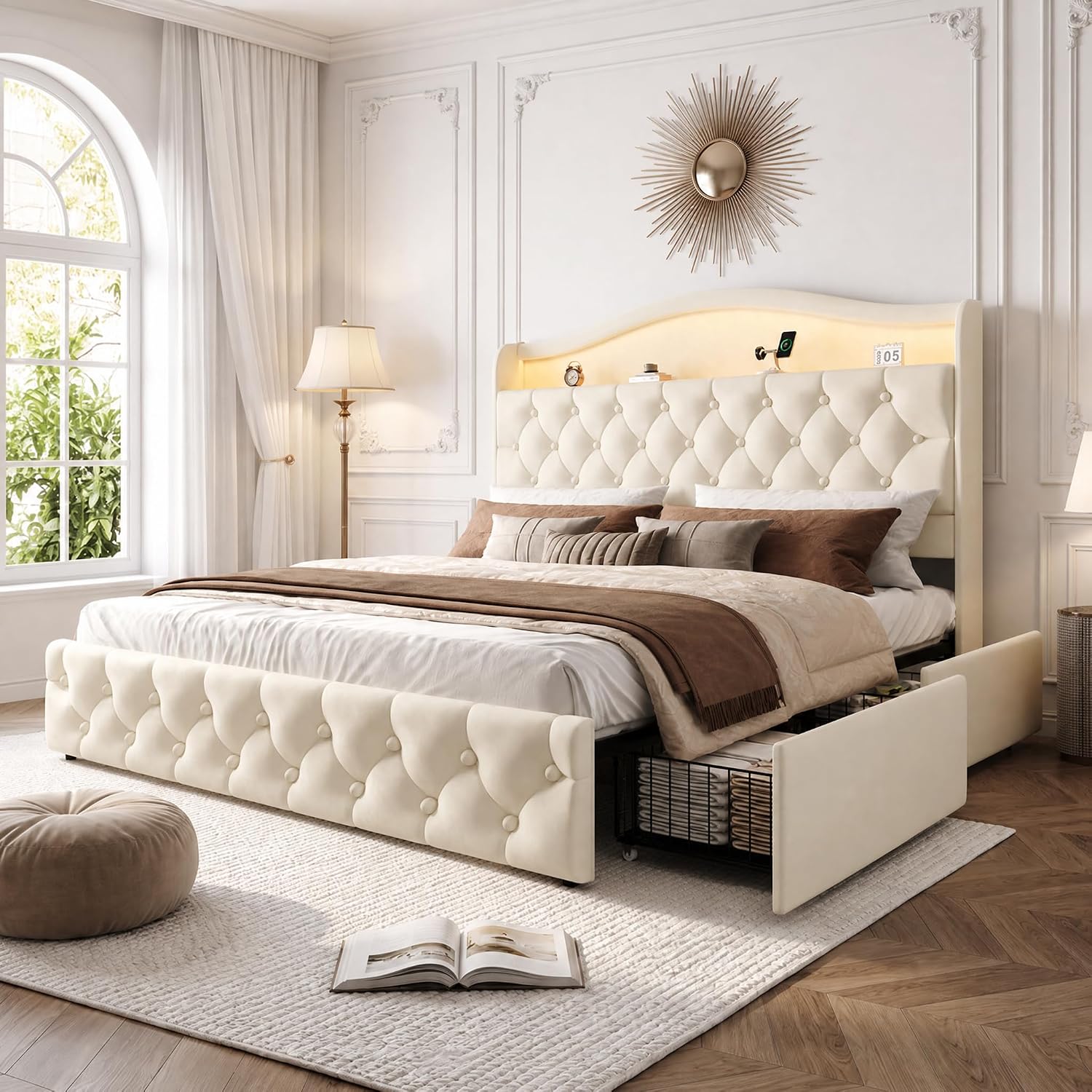 King Size Platform Bed Frame W - King Size Bed Frame With Storage Drawers 评论和价格