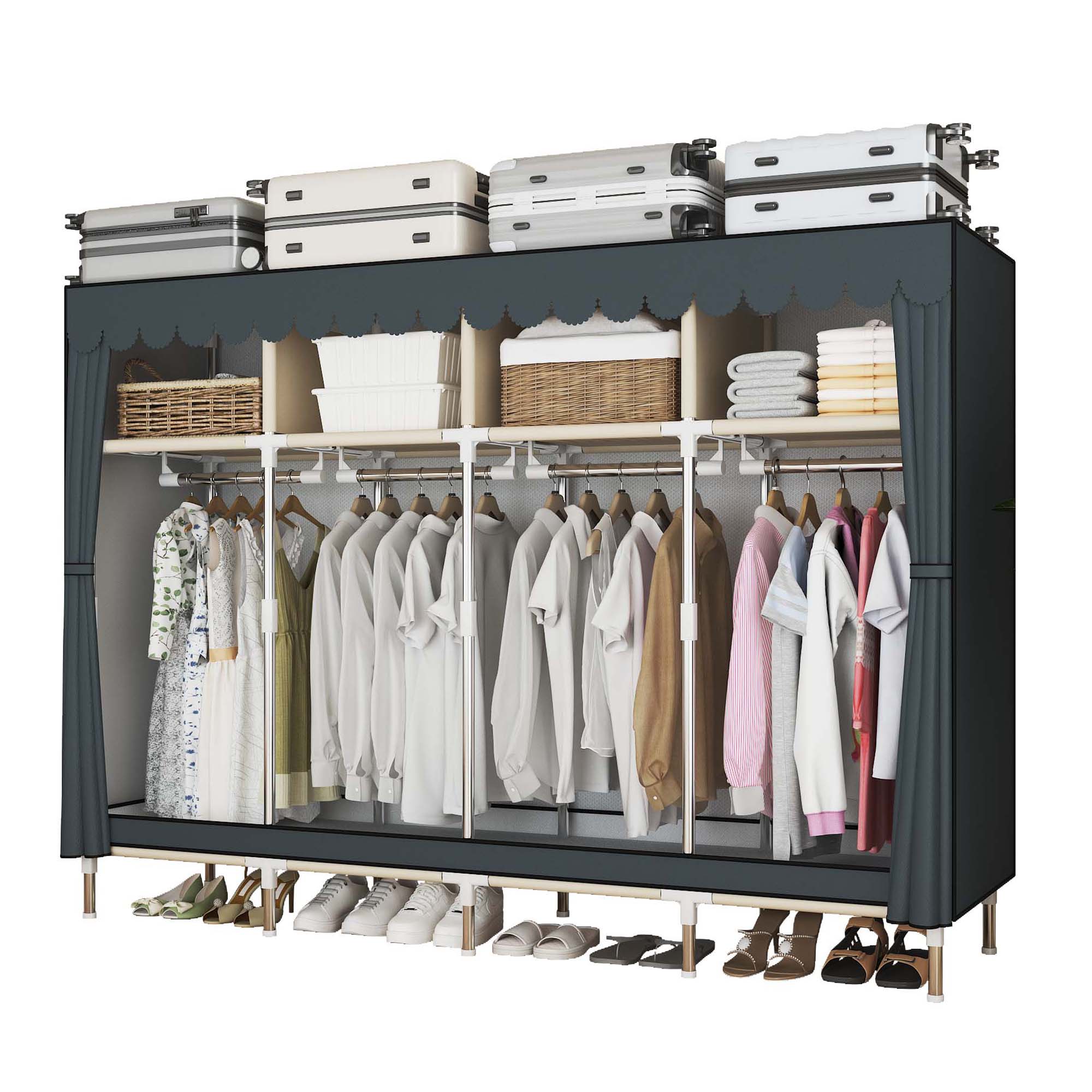 79 Inch Wide Walk-in Closet wi - Wardrobe Closet Portable Fabric Cover 评论和价格