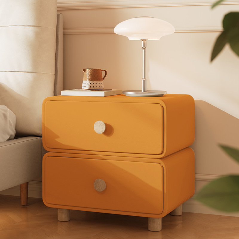 Minimalist Cream Bedside Cabin - Solid Wood Nightstand 2 Drawers 评论和价格