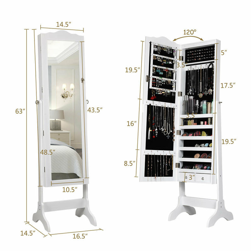 14 LED Jewelry Armoire Cabinet - Full Length Mirror Jewelry Armoire 评论和价格