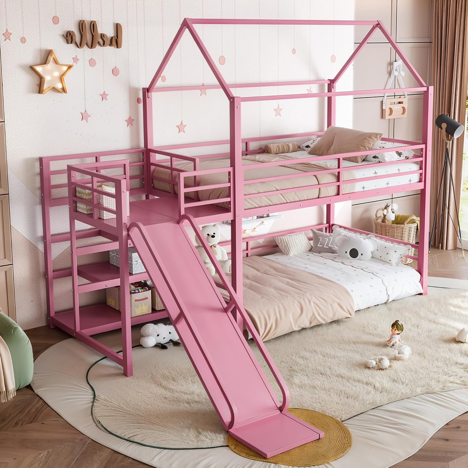 Twin Bunk Bed with Slide & Sto - Bunk Bed With Stairs And Slide 评论和价格