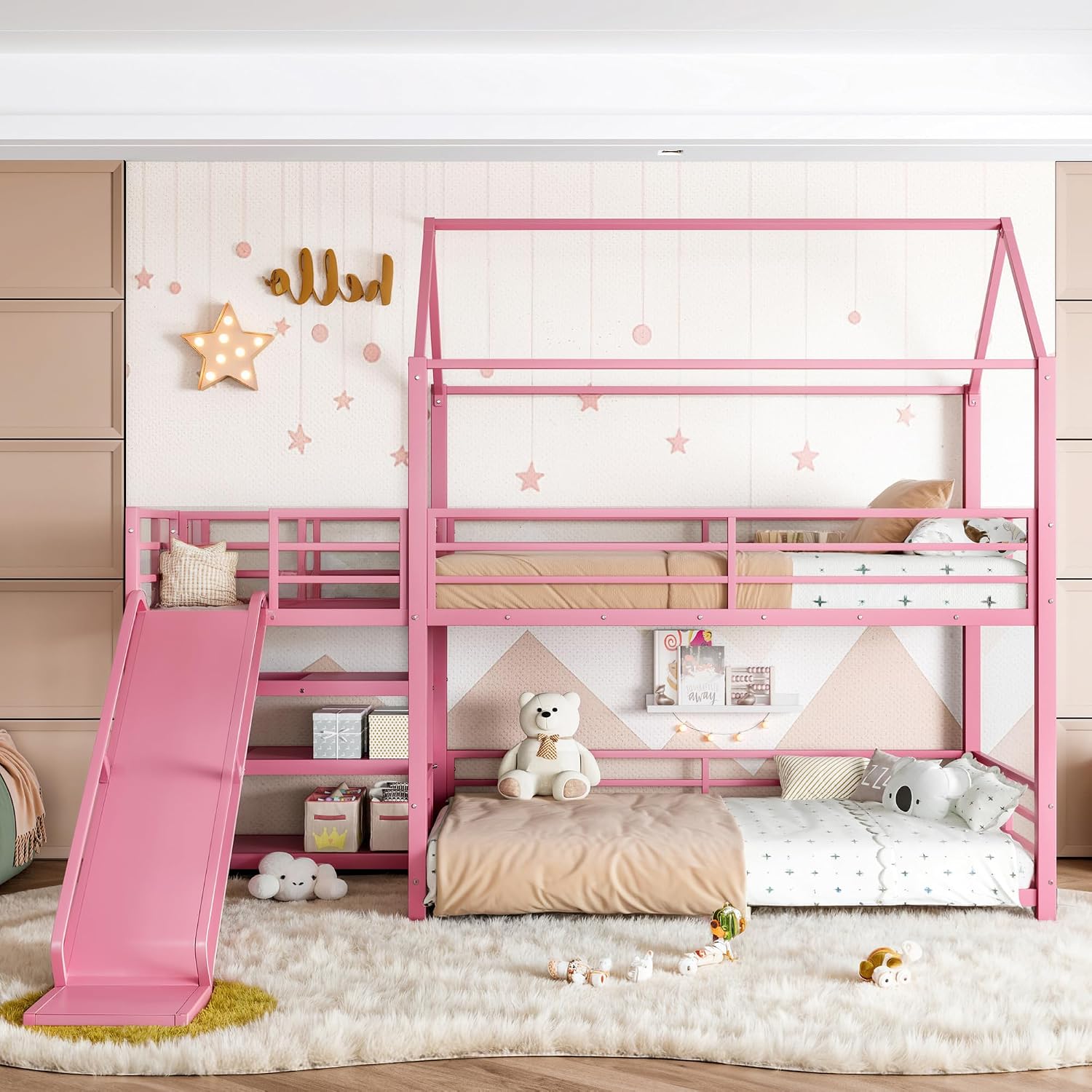 Twin Bunk Bed with Slide & Sto - Bunk Bed With Stairs And Slide 评论和价格