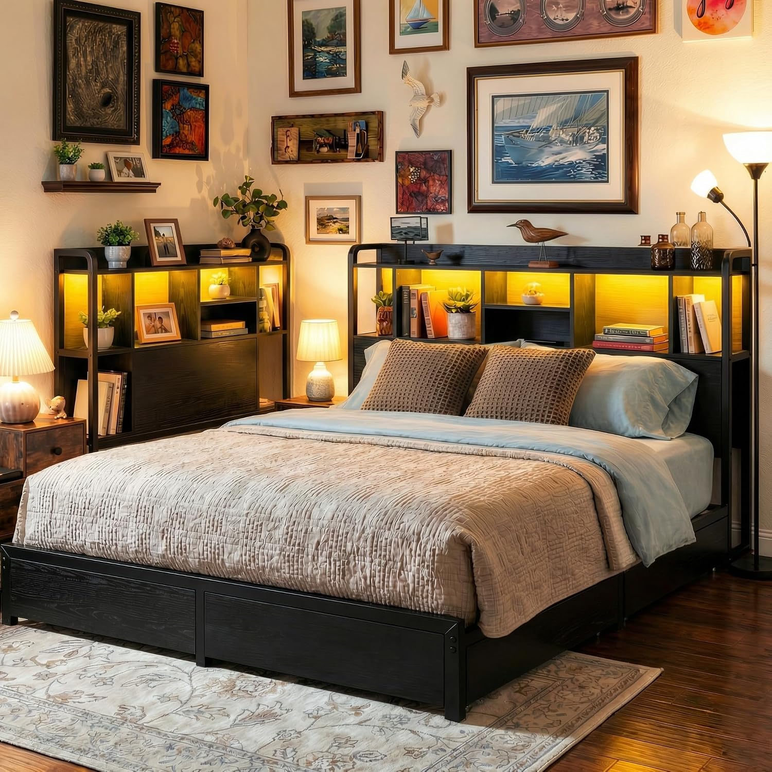 King Size Bed Frame Storage He - King Size Bed Frame With Storage Drawers 评论和价格