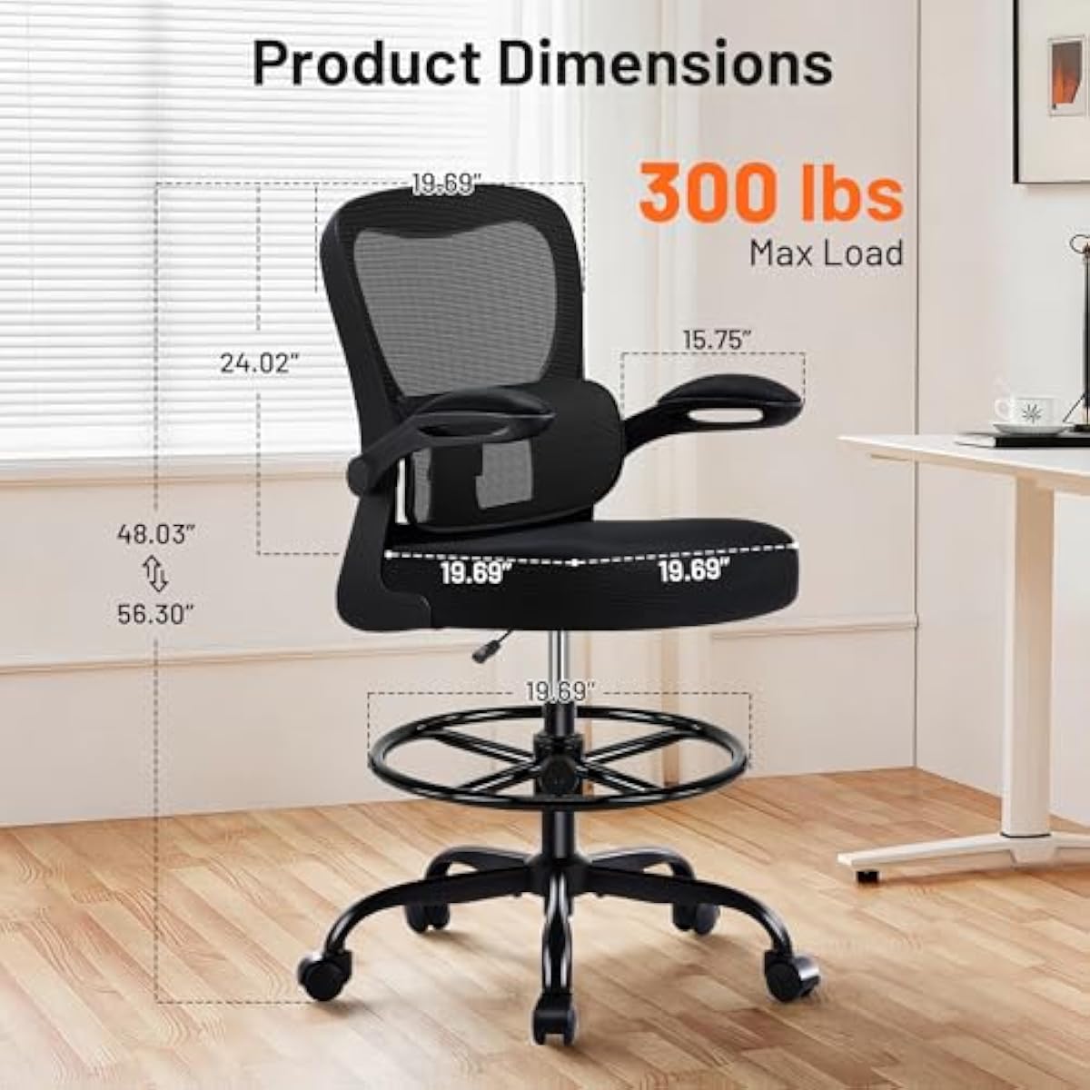Ergonomic Drafting Chair with  - Chairs 评论和价格