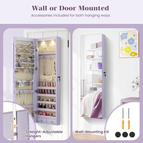 Wall or Door Mounted Jewelry A - Full Length Mirror Jewelry Armoire 评论和价格