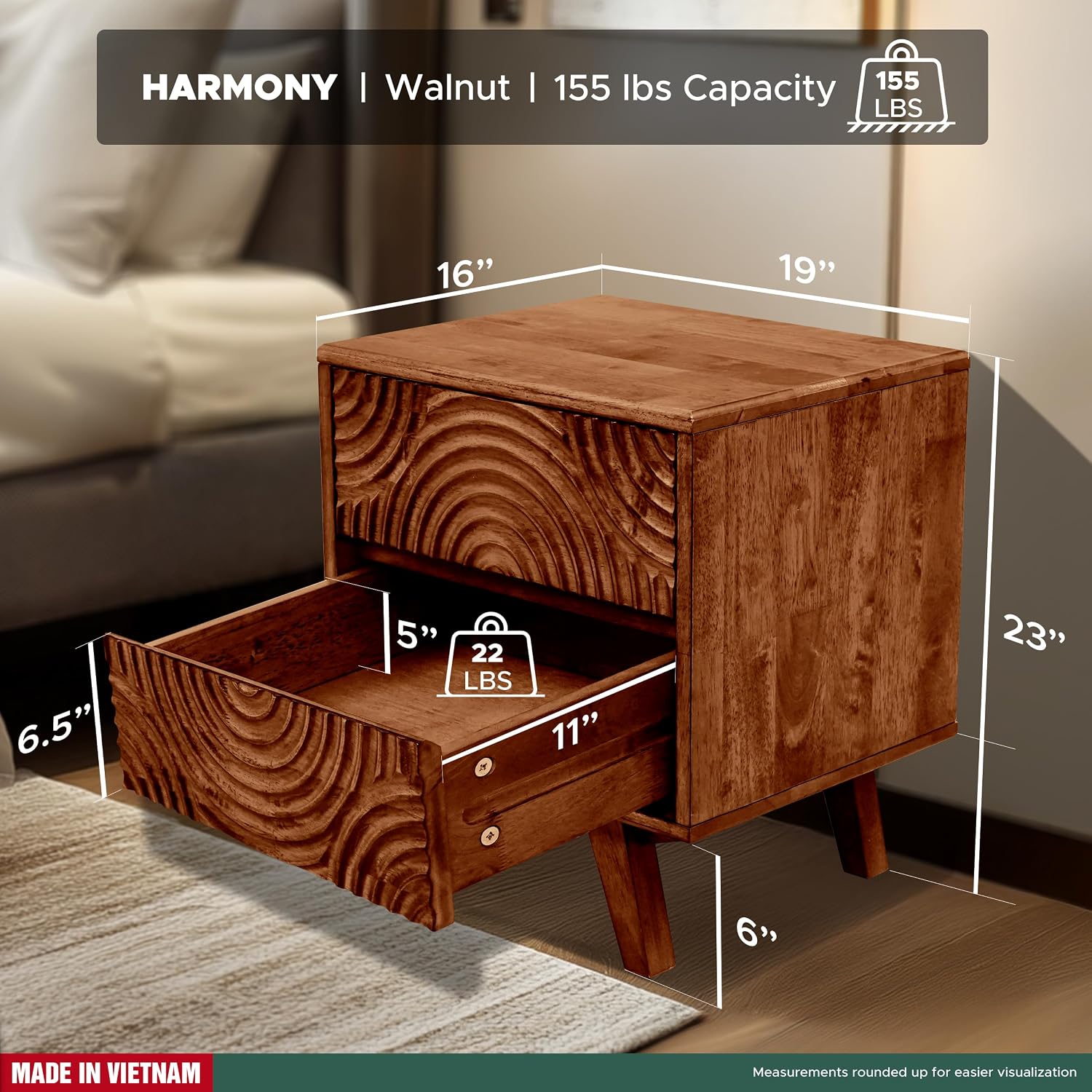 Acacia Solid Wood Nightstand w - Solid Wood Nightstand 2 Drawers 评论和价格
