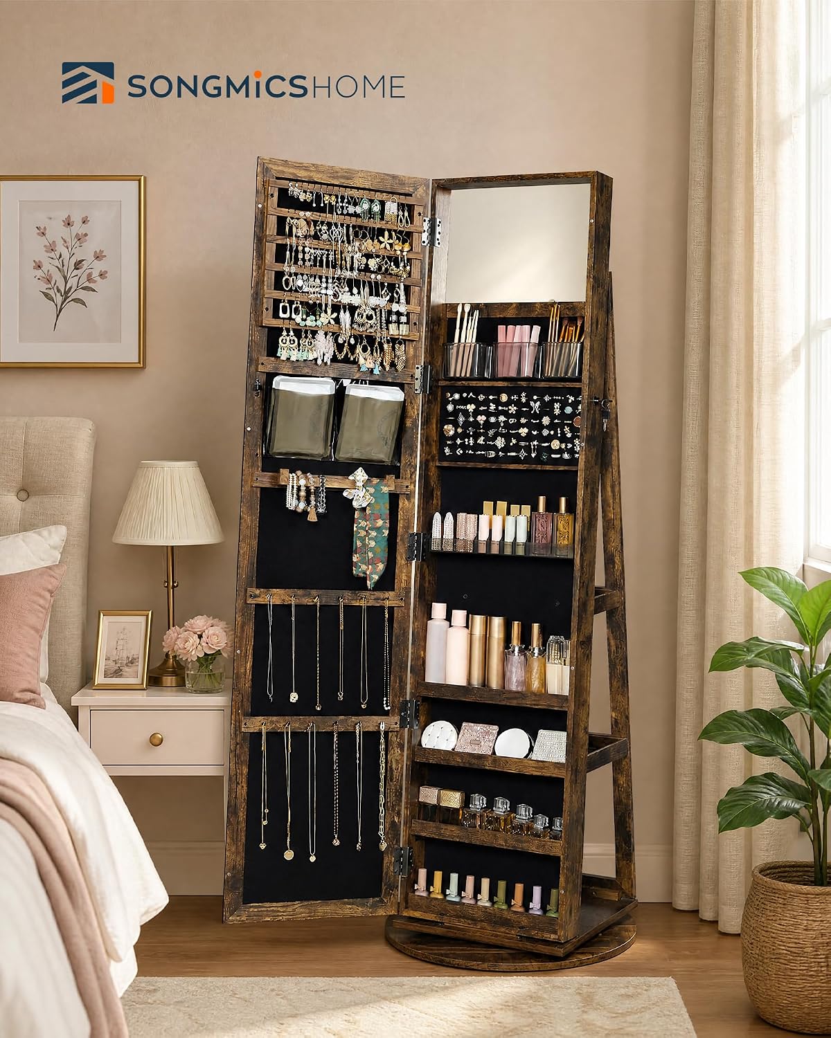 Standing Jewelry Cabinet, Full - Full Length Mirror Jewelry Armoire 评论和价格