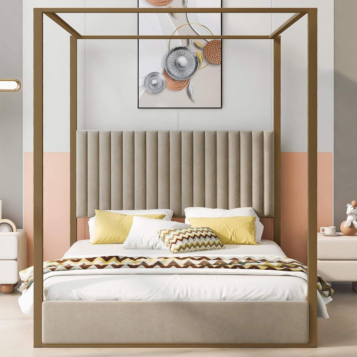 Modern Canopy Platform Bed Que - Canopy Bed Frame Metal Queen 评论和价格
