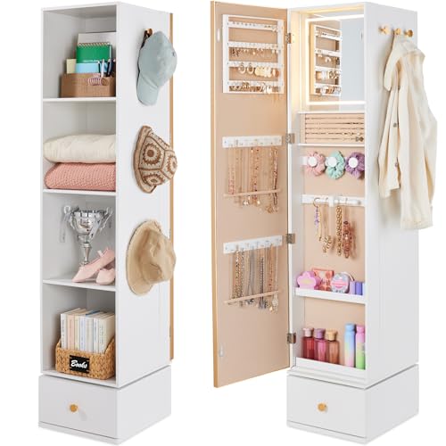 Rotating Mirror w/Storage Cabi - Full Length Mirror Jewelry Armoire 评论和价格
