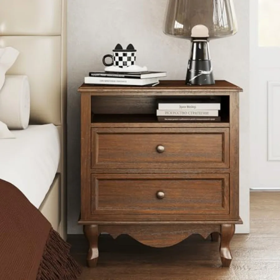 Solid Wood Nightstand, Fully A - Solid Wood Nightstand 2 Drawers 评论和价格