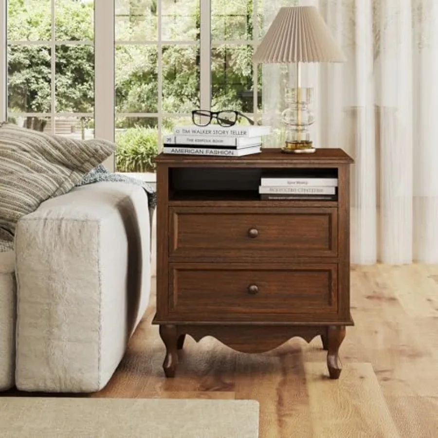 Solid Wood Nightstand, Fully A - Solid Wood Nightstand 2 Drawers 评论和价格