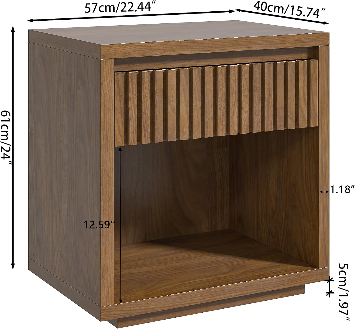 2-Drawer Fluted Nightstand Set - Solid Wood Nightstand 2 Drawers 评论和价格