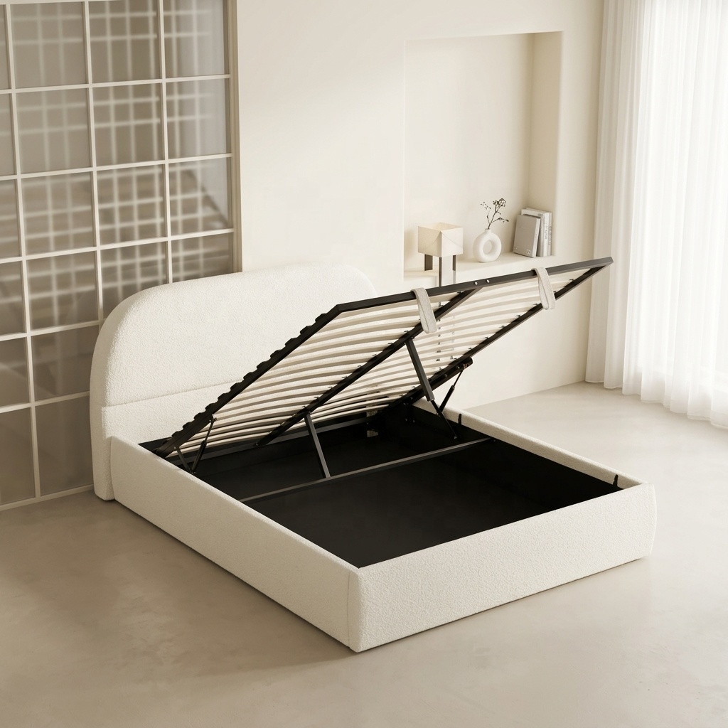 ^Modern Minimalism Fluffy Cott - Gas Lift Storage Bed Hydraulic 评论和价格