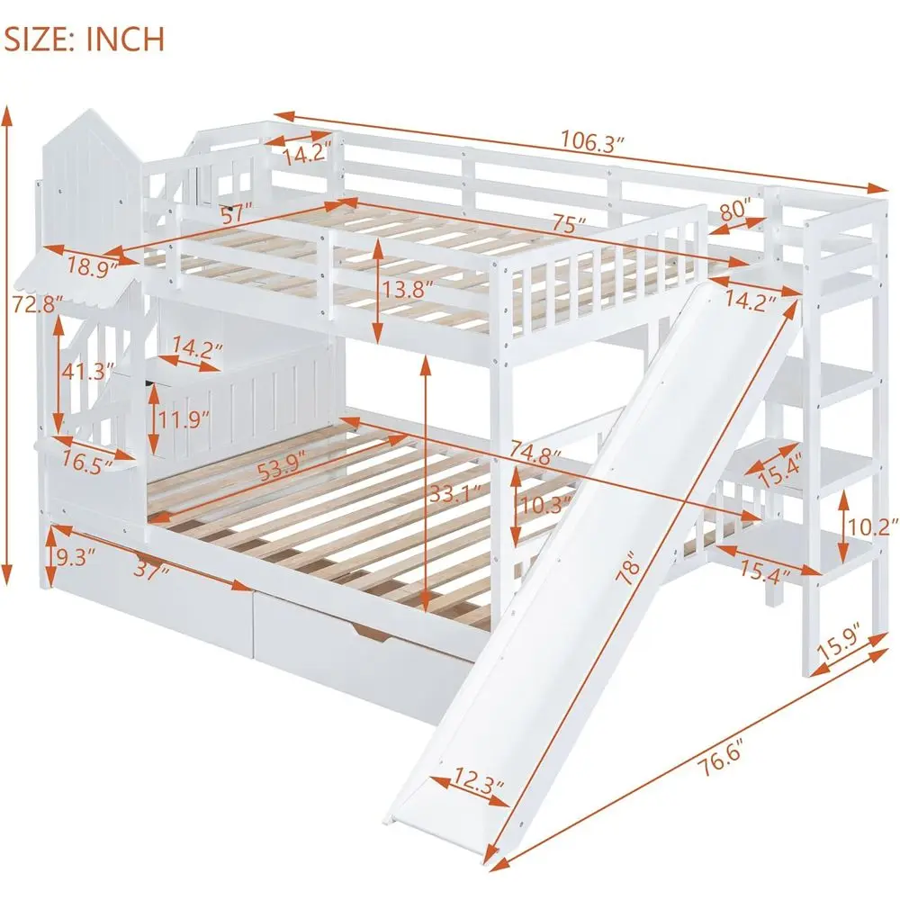 Twin Over Twin Bunk Bed With S - Bunk Bed With Stairs And Slide 评论和价格