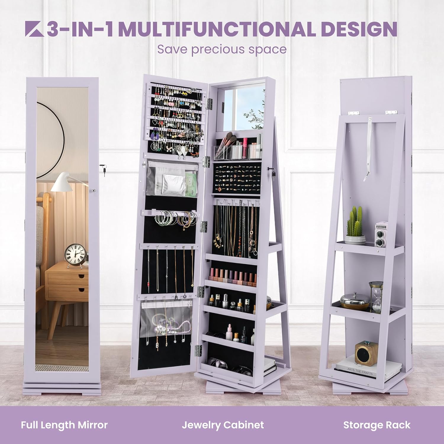 360 Swivel Jewelry Armoire Ful - Full Length Mirror Jewelry Armoire 评论和价格