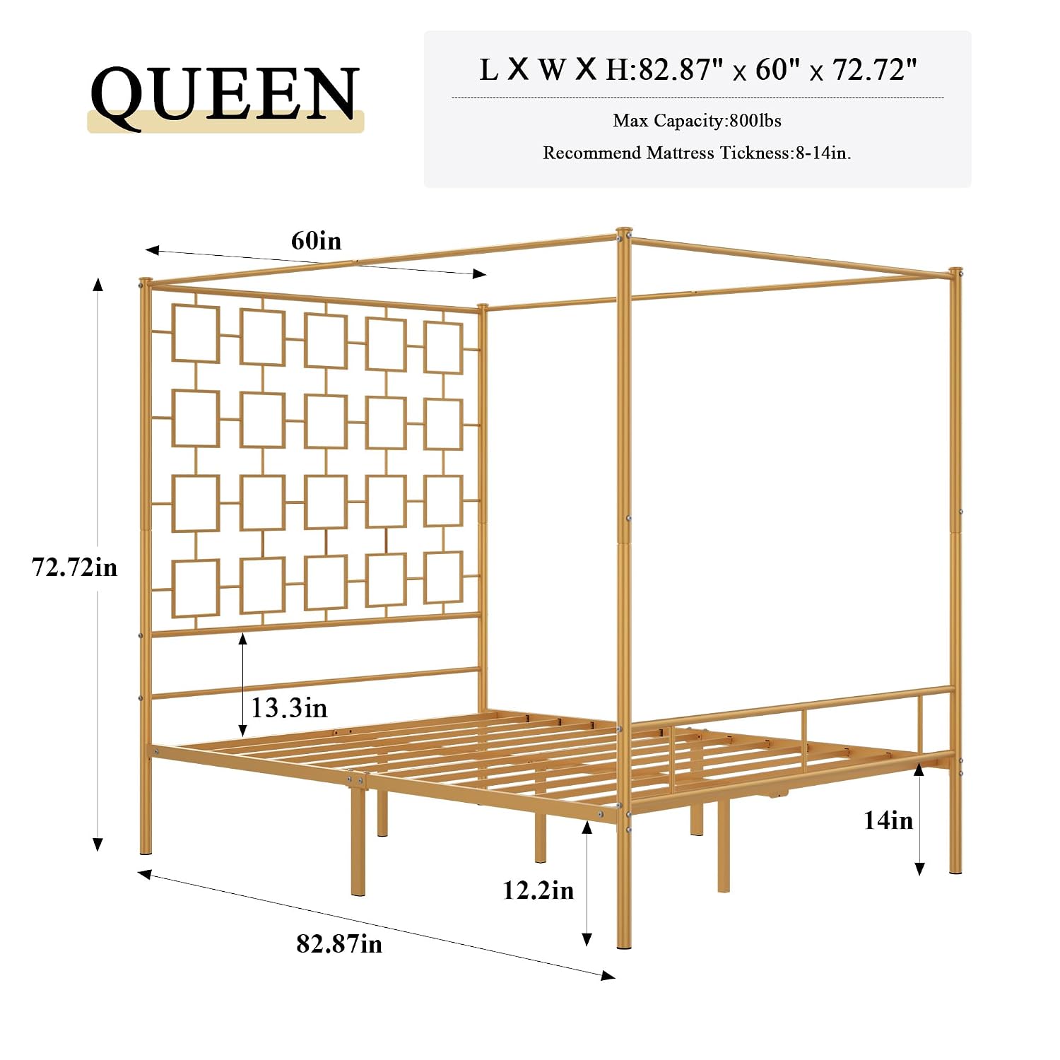 Queen Canopy Bed Frame Metal F - Canopy Bed Frame Metal Queen 评论和价格