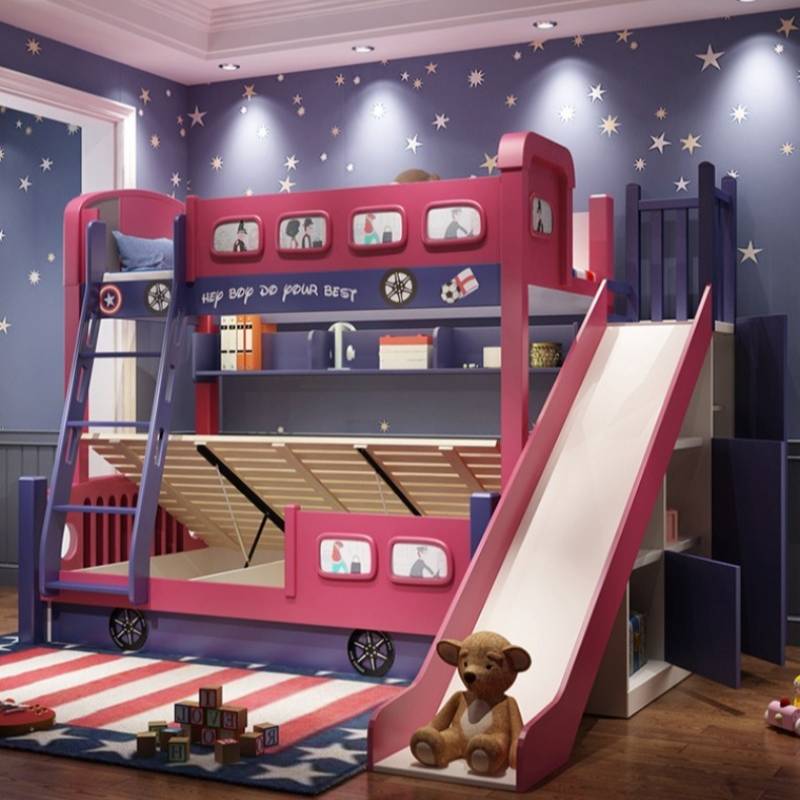 Modern Style Girls Toddler Bed - Bunk Bed With Stairs And Slide 评论和价格