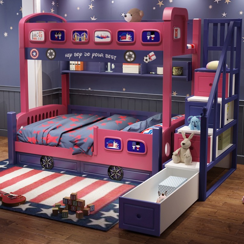 Modern Style Girls Toddler Bed - Bunk Bed With Stairs And Slide 评论和价格