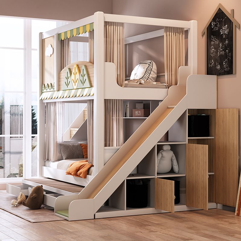 *Modern Nature Theme Kids Bunk - Bunk Bed With Stairs And Slide 评论和价格