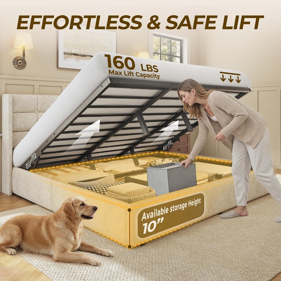 Size Lift Up Storage Bed Frame - Gas Lift Storage Bed Hydraulic 评论和价格