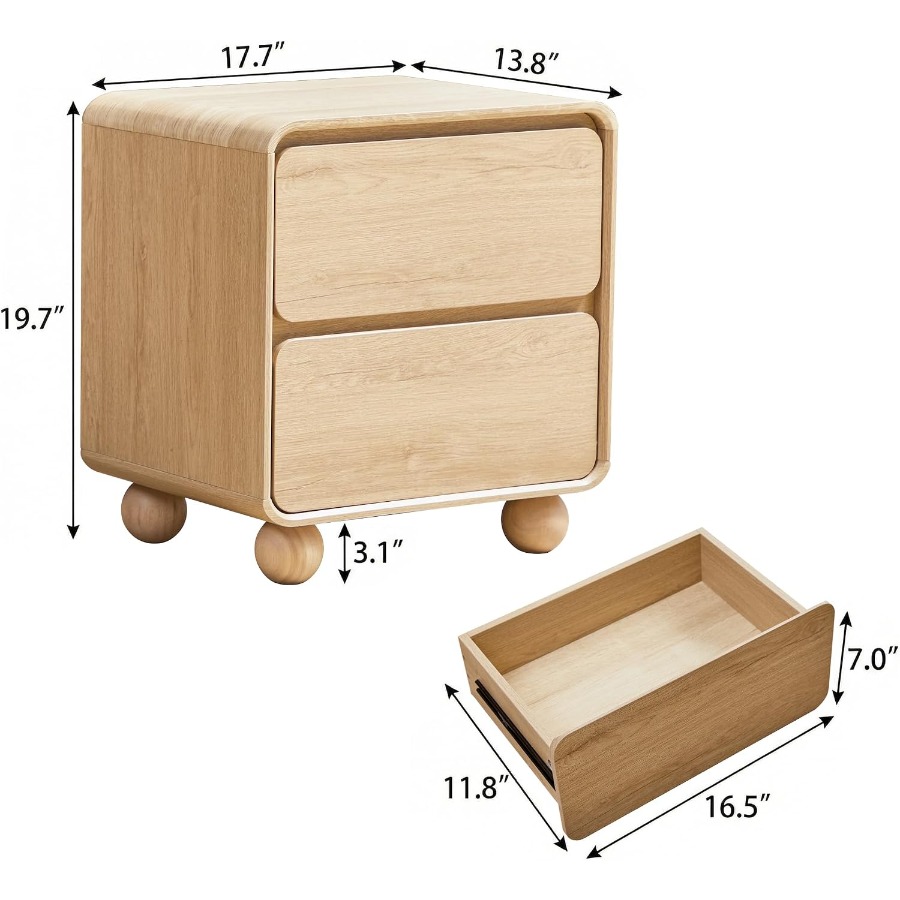 Small Night Stand with 2 Drawe - Solid Wood Nightstand 2 Drawers 评论和价格