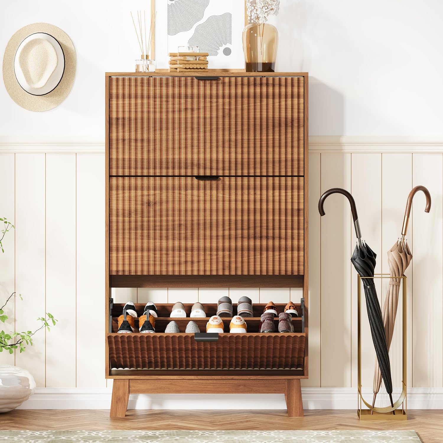 Entryway Shoe Cabinet Storage  - Shoe Rack Cabinet Narrow Entryway 评论和价格